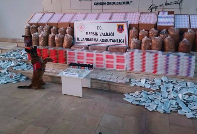 Mersin’de kaçakçılık operasyonu: 208 bin 830 makaron, 187 kilogram tütün ele geçirildi